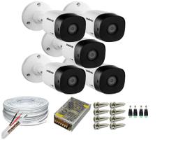 Kit 5 Câmeras Segurança VHC 1120B Hd 720 bullet Intelbras + cabos conectores