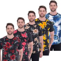 Kit 5 Camisa Camiseta Masculina Estamapada Floral Long Line Oversized Tendência Moda Dos Famosos