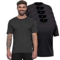 Kit 5 Camisa Camiseta Masculina Lisa Algodão Básica Gola Redonda