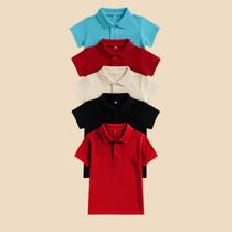 Kit 5 Camisa Polo Infantil Masculina Básica com Gola Clássica e Botão Estilo e Conforto Kit 5 Camisa Polo Infantil Masculina Básica com Gola Clássica e Botão Estilo e Conforto