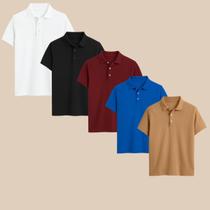 Kit 5 Camisa Polo Masculina Básica Elegante com Botões Estilo Casual e Conforto Todo Dia!
