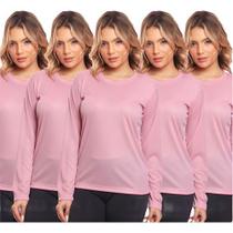 Kit 5 Camisas Feminina Camiseta Térmica Proteção Solar Uv