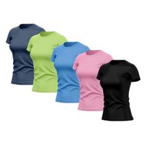 Kit 5 Camisas Feminina Manga Curta Dry Fit Proteção Uv