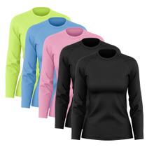 Kit 5 Camisas Feminina Manga Longa Proteção Uv Dry Fit Kit 5 Camisas Feminina Manga Longa Proteção Uv Dry Fit