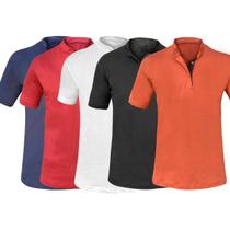 Kit 5 Camisas Gola Padre Masculinas Slim 100% Algodão Slim Kit 5 Camisas Gola Padre Masculinas Slim 100% Algodão Slim
