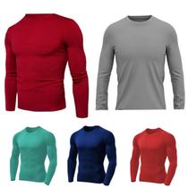 Kit 5 Camisas Masculina Manga Longa Malha Fria Várias Cores