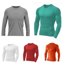 Kit 5 Camisas Masculina Manga Longa Malha Fria Várias Cores