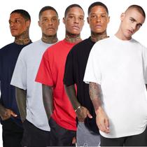 Kit 5 Camisas Oversized Algodão Básicas Gola Alta Vermelho, Preto, Branco, Azul e Cinza Kit 5 Camisas Oversized Algodão Básicas Gola Alta Vermelho, Preto, Branco, Azul e Cinza