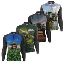 Kit 5 Camiseta Agro Térmica Manga Longa Proteção Solar UV50 Camisa Térmica Agropecuaria Poliéster