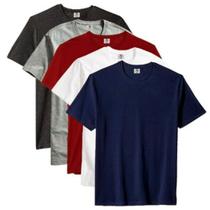 kit 5 Camiseta Algodão Cores Masculina Gola Careca