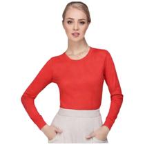 Kit 5 Camiseta basica manga comprida Feminina Malha Algodão Malha Premium