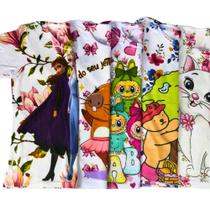 Kit 5 Camiseta Blusinha Infantil menina Com Estampas Personagem Algodão