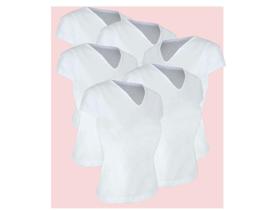 Kit 5 Camiseta Feminina Lisa Adulto Algodão Branca