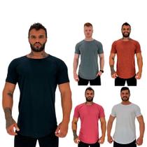 Kit 5 Camiseta Longline MXD Conceito Slim Cores Básicas e Mescladas Lisas