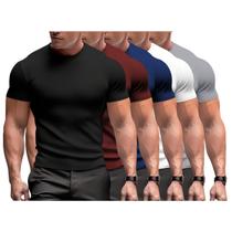 Kit 5 Camiseta Masculina Slim Canelada Manga Curta Premium