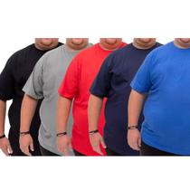 Kit 5 Camiseta Plus Size 100% Algodão Fio 30.1 Basica Lisa Masculina Gola Redonda Manga Curta Leve