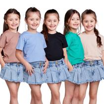 Kit 5 Camisetas Básica Infantil Algodão