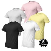 Kit 5 Camisetas Básicas Lisas Unissex Coloridas