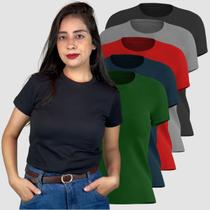 Kit 5 Camisetas Blusinhas Feminina Algodão Gola Redonda Manga Curta Basicas Confortáveis