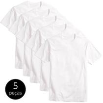 Kit 5 Camisetas Branca Básica Lisa Tradicional Algodão