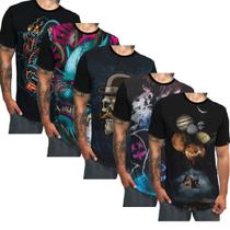 Kit 5 camisetas camisa blusa longline masculina horizontte