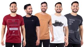 Kit 5 Camisetas Camisas Blusas Básicas Malha Fio 30.1 Flero