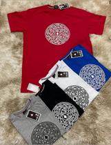 Kit 5 camisetas curta - masculina- nas cores vermelha,cinza, preta, branca e azul - tamanho G