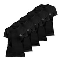 Kit 5 Camisetas Dry Basic SS Muvin Feminina - Proteção Solar FPS50 - Manga Curta - Treino, Corrida, Caminhada e Academia