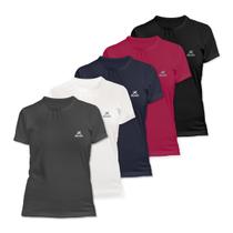 Kit 5 Camisetas Dry Basic SS Muvin Feminina - Proteção Solar FPS50 - Manga Curta - Treino, Corrida, Caminhada e Academia