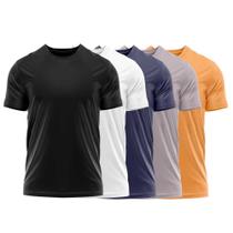 Kit 5 Camisetas Dry Fit Uv Masculina Blusa Camisa Fitness Academia Basica Lisa Preto/Branco - Violeta Shock