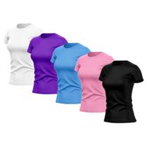 Kit 5 Camisetas Feminina Dry Fit Básica Lisa Proteção Solar UV Térmica Blusa Academia Esporte Camisa 07
