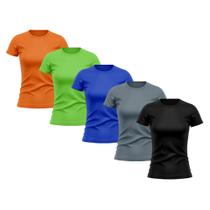 Kit 5 Camisetas Feminina Dry Fit Proteção Solar UV Básica Lisa Treino Academia Passeio Fitness Ciclismo Camisa