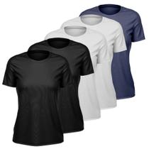 Kit 5 Camisetas Feminina Dry Manga Curta Proteção UV Slim Fit Básica Camisa Blusa Academia Treino Fitness Esporte