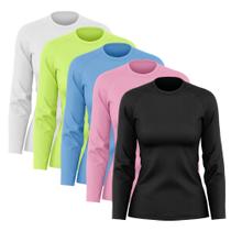 Kit 5 Camisetas Feminina Manga Longa Dry Básica Lisa Proteção Solar UV Térmica Blusa Academia Kit 5 Camisetas Feminina Manga Longa Dry Básica Lisa Proteção Solar UV Térmica Blusa Academia