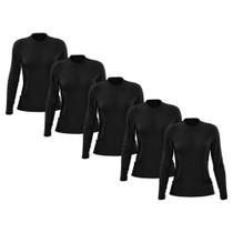 Kit 5 Camisetas Feminina Manga Longa Segunda Pele Térmica Proteção Solar UV 50