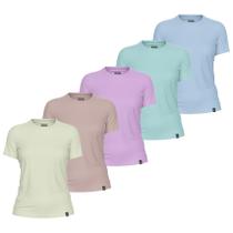 Kit 5 Camisetas Feminina Tshirt Básica Manga Curta Cores Claras - Vest Rouse