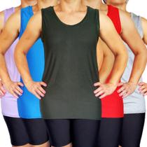 Kit 5 Camisetas Femininas Regatas Básicas Lisas Viscolycra Pp ao Plus Size