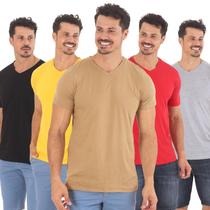 Kit 5 Camisetas Gola V Masculina Camisa Básica 100%Algodão