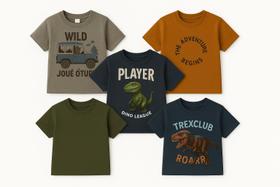 Kit 5 camisetas infantil masculino sortidas 1 A 14 anos Kit 5 camisetas infantil masculino sortidas 1 A 14 anos