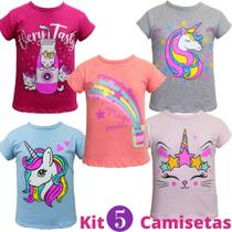 Kit 5 Camisetas Infantil Para Menina Manga Curta