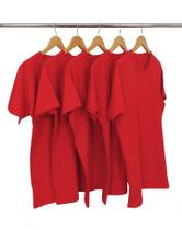 Kit 5 Camisetas Lisa Masculino Manga Curta 100% Poliéster Cor Vermelho