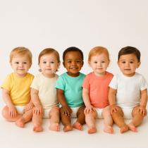 Kit 5 Camisetas Manga Curta para Bebê Unissex Amarelo Verde