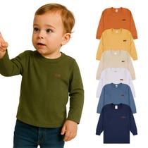 Kit 5 Camisetas Manga Longa Infantil Menino Básica Lisa menino conforto menino