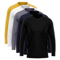 Kit 5 Camisetas Manga Longa Masculina Camisa Térmica Dry UV Proteção Solar Blusa
