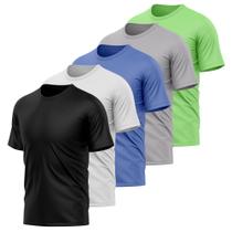 Kit 5 Camisetas Masculina Dry Manga Curta Proteção UV Slim Fit Básica Academia Treino Fitness