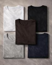 Kit 5 Camisetas Masculinas Básica Gola Redonda 100 Algodão Lisa Alta Qualidade