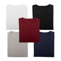 Kit 5 Camisetas Masculinas Basica Gola Redonda 100% Algodão