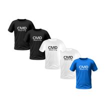 Kit 5 Camisetas Masculinas Estampadas 100% Algodão Premium 1 Azul 2 Brancas e 2 Pretas