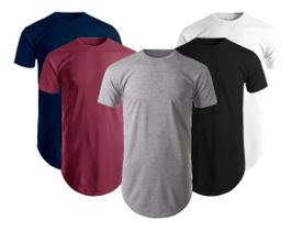 Kit 5 Camisetas Masculinas Long Line Oversize Swag Blusas Lisa Camisas Evangélicas Cristã Gospel Dança Coreografia Academia Camisa Musculação Treino - Éved
