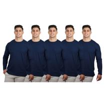 Kit 5 Camisetas Masculinas Manga Longa 100% Algodão 30.1 TRV